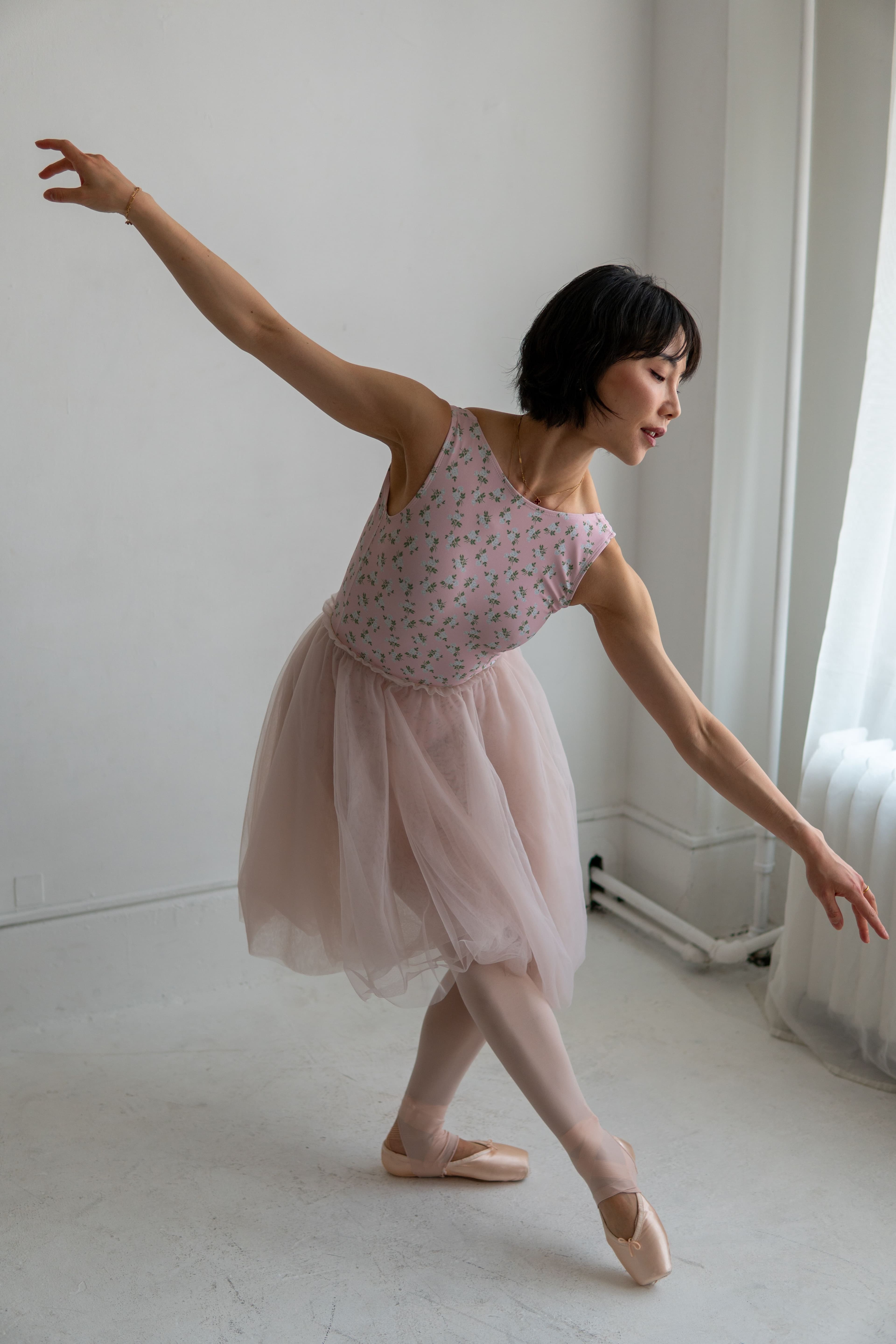 Caprice Leotard — Pink Floral — view 1